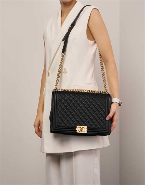 chanel boy bag caviar skin|Large boy chanel handbag, Calfskin & ruthenium.